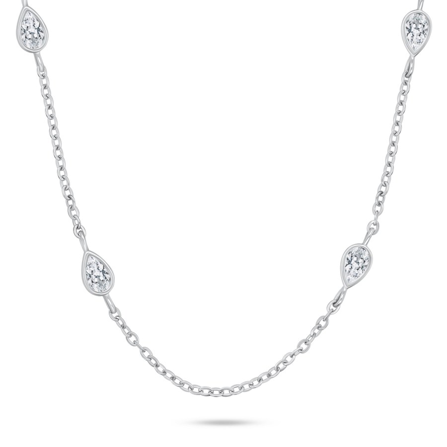 Brilio Silver Slušivý stříbrný náhrdelník se zirkony NCL128W - Náhrdelníky