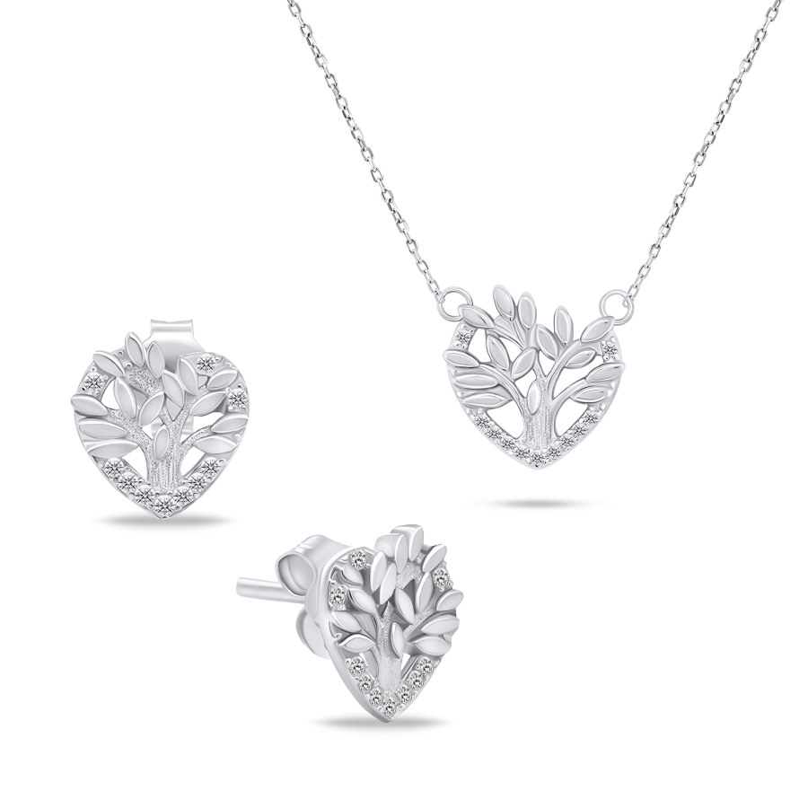 Brilio Silver Slušivý stříbrný set šperků Strom života SET236W (náhrdelník, náušnice) - Sety šperků Soupravy šperků
