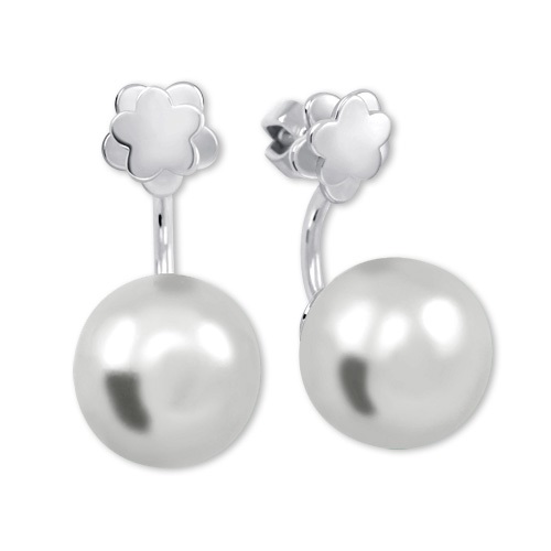 Brilio Silver Stříbrné náušnice se syntetickou perlou 2v1 438 001 01785 04 - Náušnice Pecky