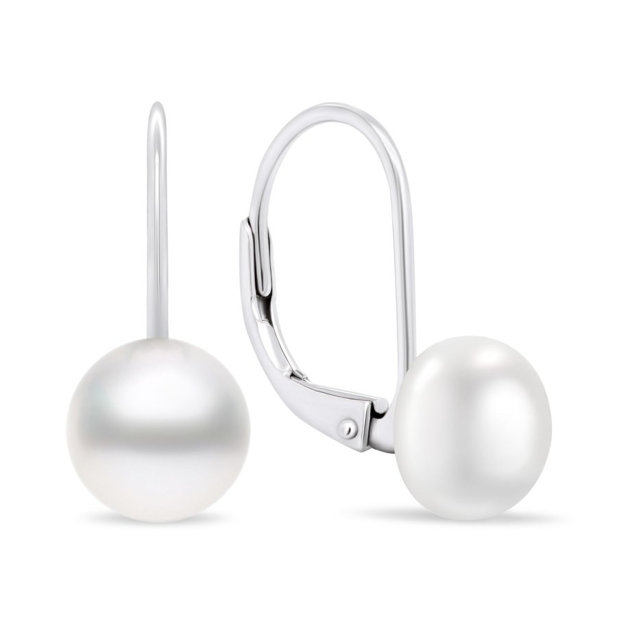 Brilio Silver Stříbrné perlové náušnice EA412W_EA413W 0,9 cm - Náušnice Visací náušnice