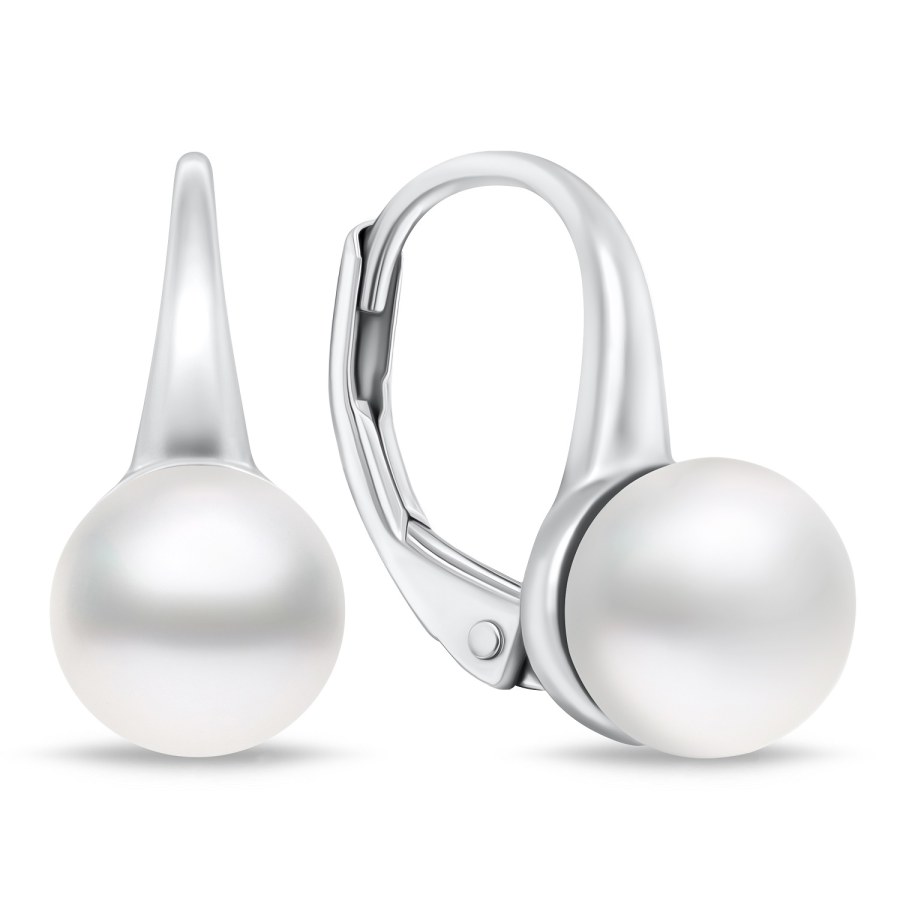 Brilio Silver Stříbrné perlové náušnice EA938W - Náušnice Visací náušnice