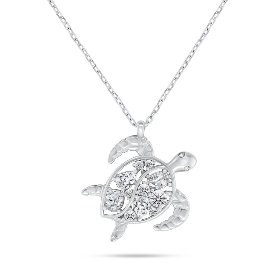 Brilio Silver Stříbrný náhrdelník Mořská želva s čirými zirkony NCL162W - Náhrdelníky