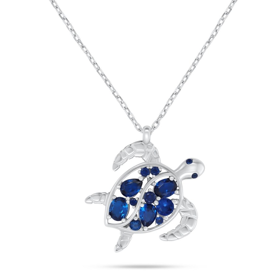 Brilio Silver Stříbrný náhrdelník Mořská želva s modrými zirkony NCL162WB - Náhrdelníky