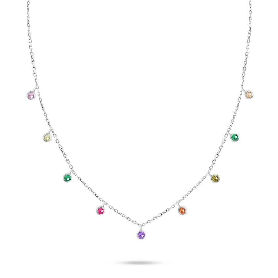 Brilio Silver Stříbrný náhrdelník s barevnými zirkony NCL60W - Náhrdelníky