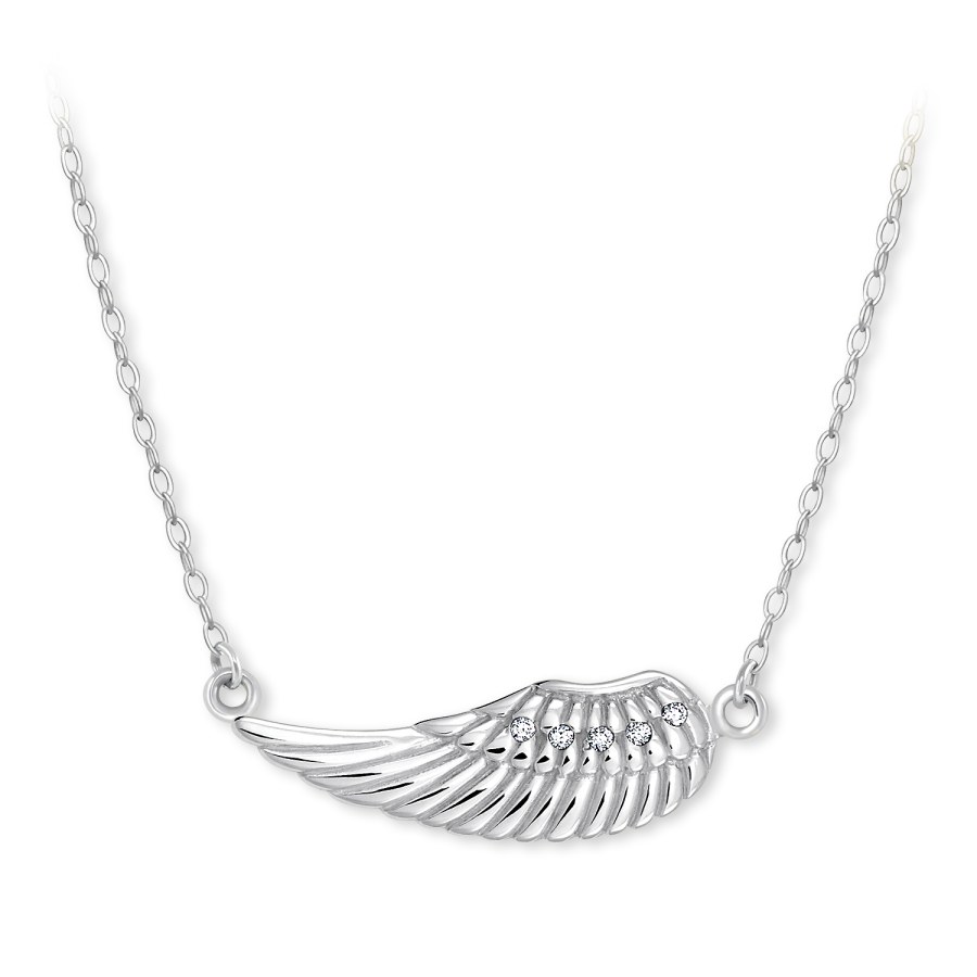 Brilio Silver Stříbrný náhrdelník s křídlem naležato 476 001 00116 04 - Náhrdelníky