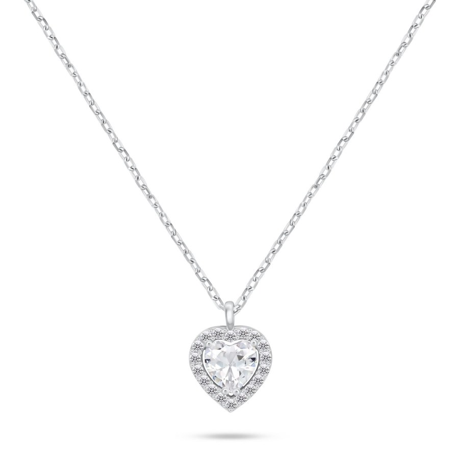 Brilio Silver Stříbrný náhrdelník Srdce s čirým zirkonem NCL158W - Náhrdelníky