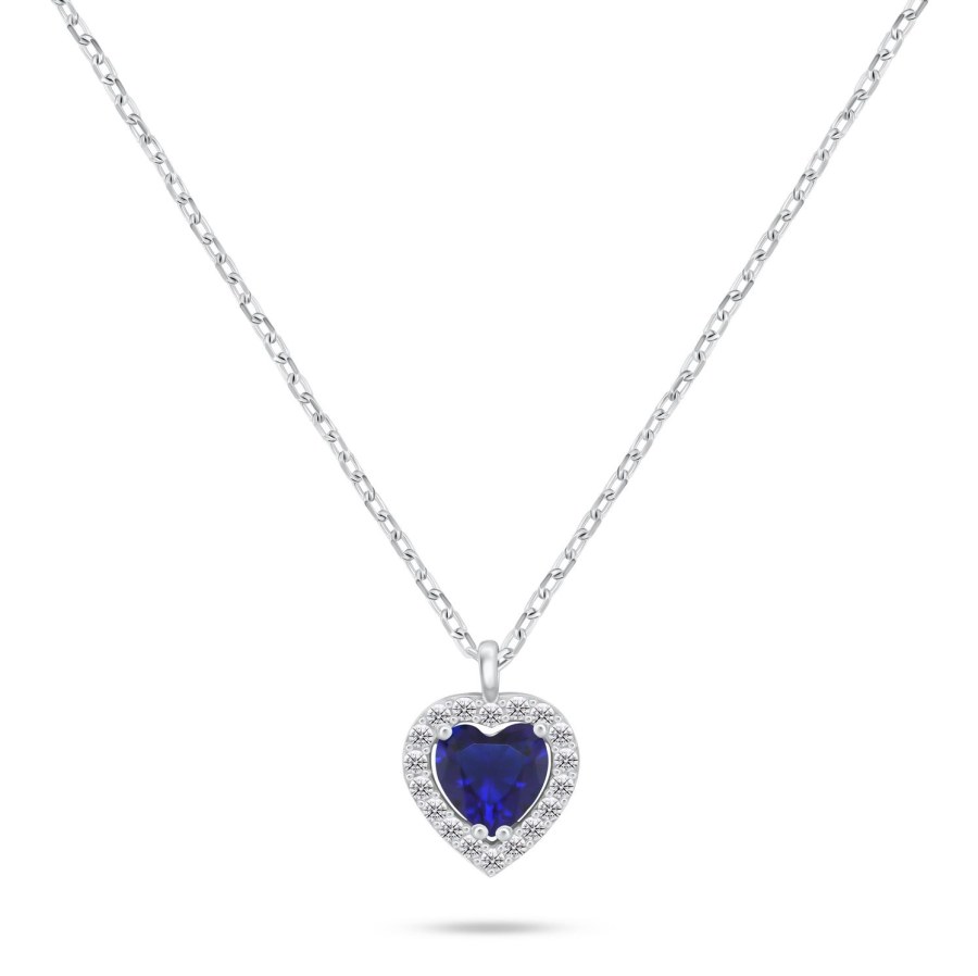 Brilio Silver Stříbrný náhrdelník Srdce s modrým zirkonem NCL158WB - Náhrdelníky