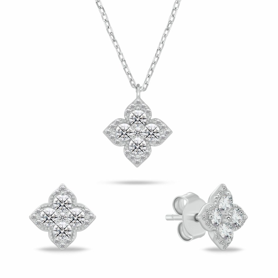 Brilio Silver Stříbrný set šperků Květy se zirkony SET283W (náhrdelník, náušnice) Brilio Silver Stříbrný set šperků Květy se zirkony SET283W (náhrdelník, náušnice) - Sety šperků Soupravy šperků