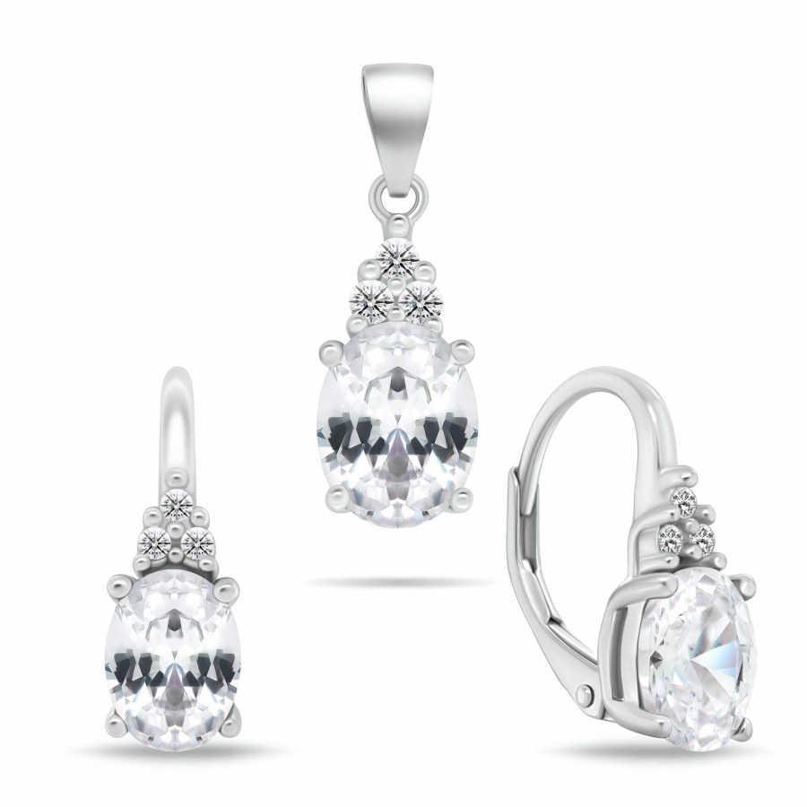 Brilio Silver Stříbrný set šperků s kubickými zirkony SET293W (náušnice, přívěsek) Brilio Silver Stříbrný set šperků s kubickými zirkony SET293W (náušnice, přívěsek) - Přívěsky Přívěsky na řetízky