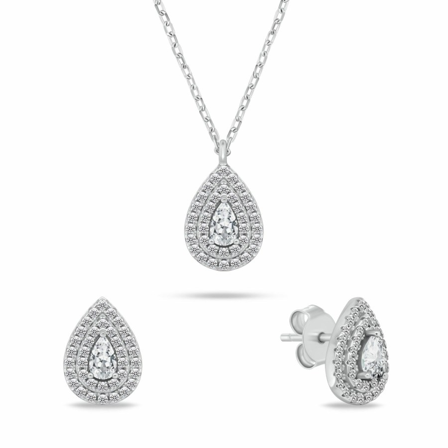 Brilio Silver Stříbrný set šperků se zirkony Tear Drop SET284W (náhrdelník, náušnice) Brilio Silver Stříbrný set šperků se zirkony Tear Drop SET284W (náhrdelník, náušnice) - Sety šperků Soupravy šperků