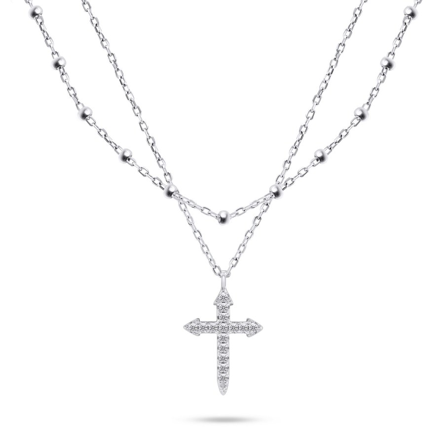 Brilio Silver Stylový dvojitý stříbrný náhrdelník NCL93W - Náhrdelníky