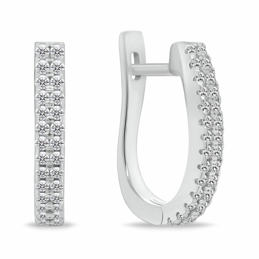 Brilio Silver Třpytivé stříbrné kruhové náušnice EA132W - Náušnice Kruhy