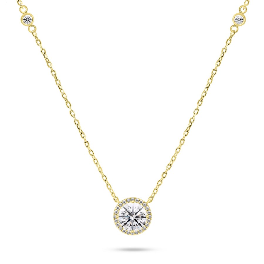 Brilio Silver Třpytivý pozlacený náhrdelník se zirkony NCL87Y - Náhrdelníky