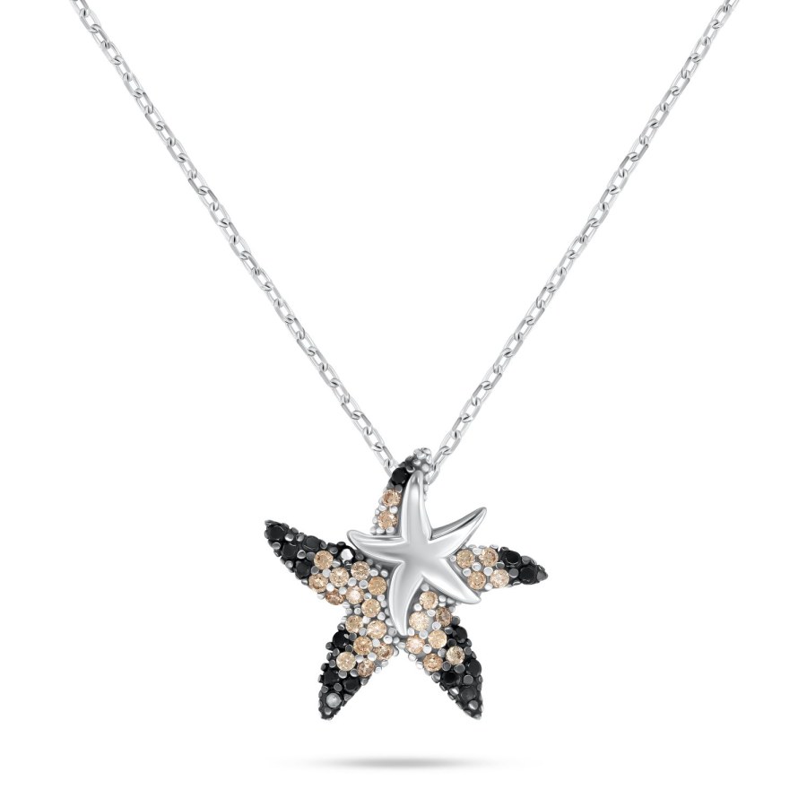 Brilio Silver Třpytivý stříbrný náhrdelník Mořská hvězdice NCL163WBC - Náhrdelníky