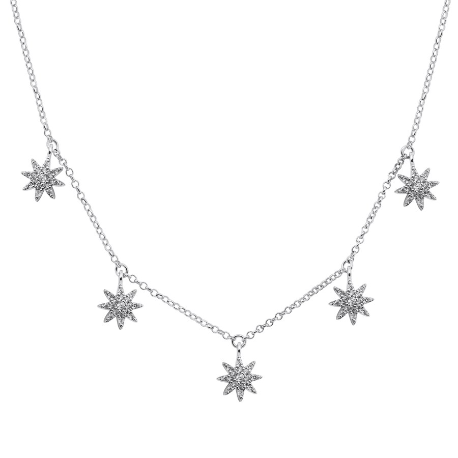 Brilio Silver Třpytivý stříbrný náhrdelník s čirými zirkony NCL14W - Náhrdelníky