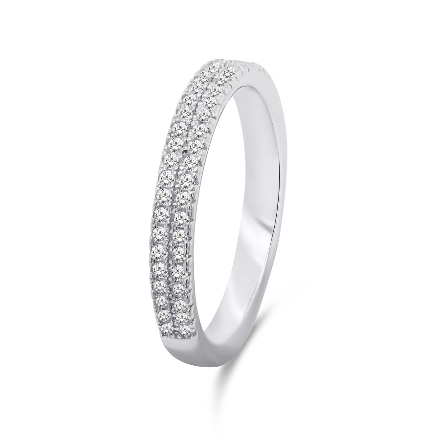 Brilio Silver Třpytivý stříbrný prsten s čirými zirkony RI059W 52 mm - Prsteny Prsteny s kamínkem
