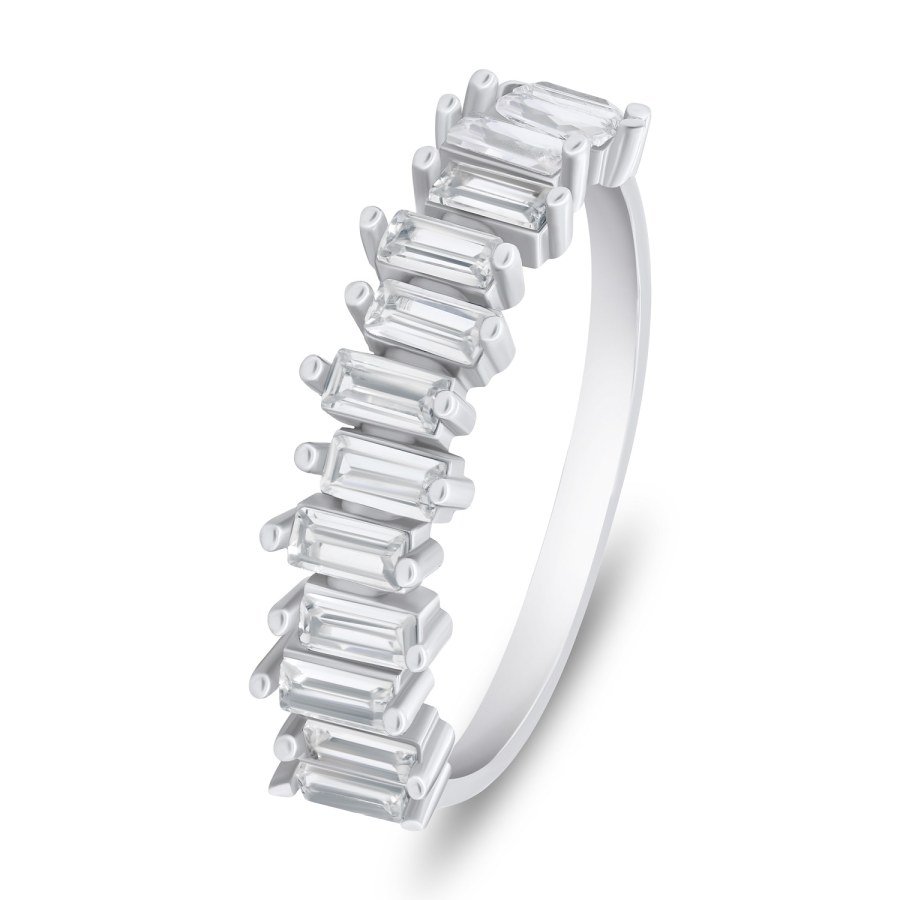 Brilio Silver Třpytivý stříbrný prsten s čirými zirkony RI096W 50 mm - Prsteny Prsteny s kamínkem