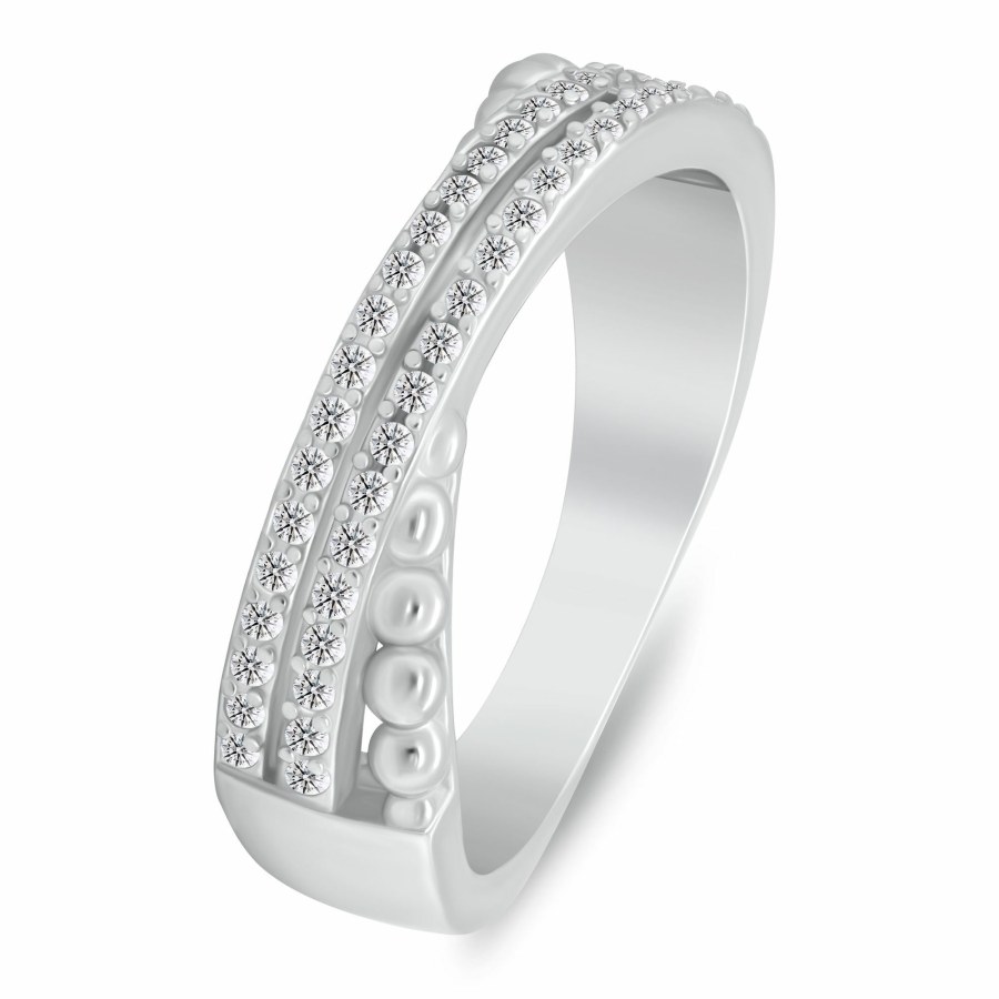 Brilio Silver Elegantní stříbrný prsten s&nbsp;kubickými zirkony RI158W 56 mm - Prsteny Prsteny s&nbsp;kamínkem