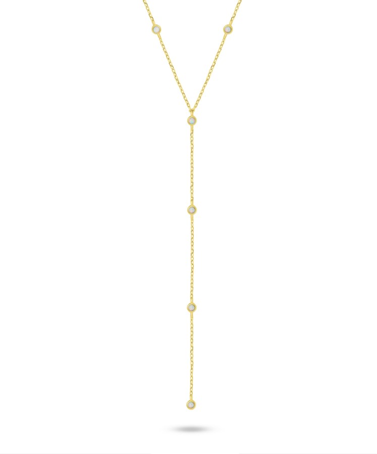 Brilio Silver Úchvatný pozlacený náhrdelník s&nbsp;řetízkovou ozdobou NCL210Y - Náhrdelníky