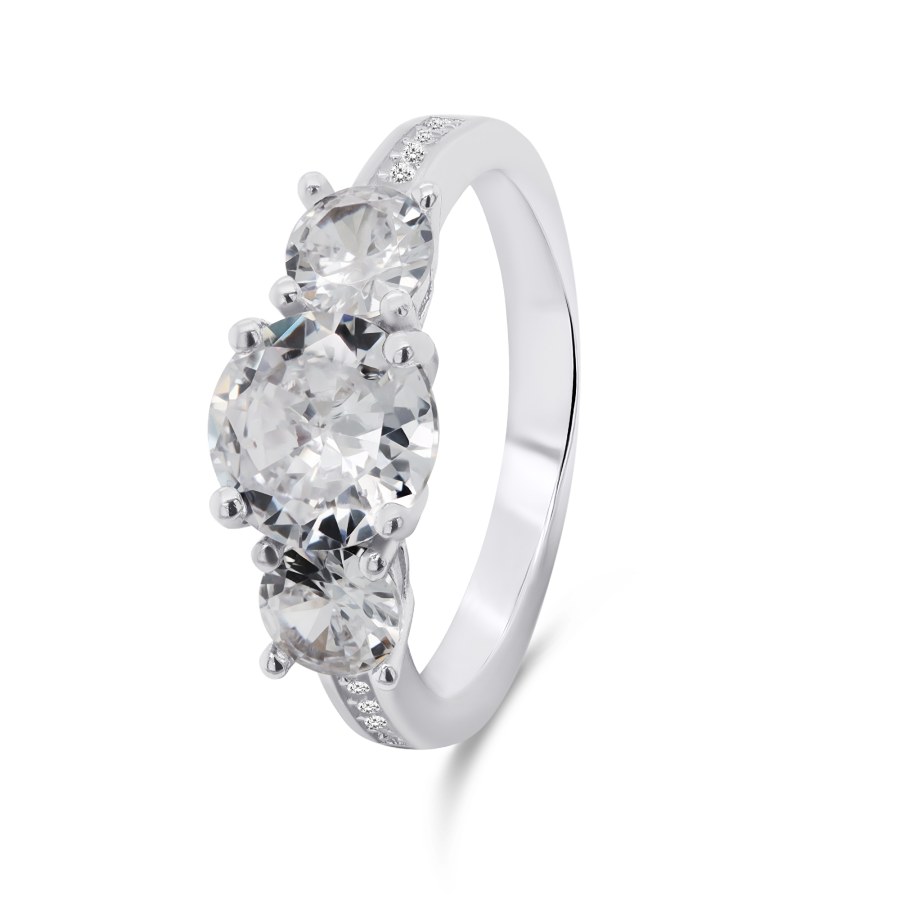 Brilio Silver Výrazný stříbrný prsten se zirkony RI043W 60 mm - Prsteny Prsteny s kamínkem