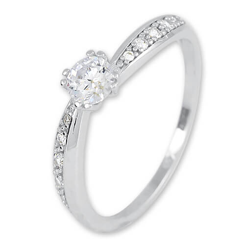 Brilio Třpytivý prsten z bílého zlata s krystaly 229 001 00830 07 56 mm - Prsteny Zásnubní prsteny