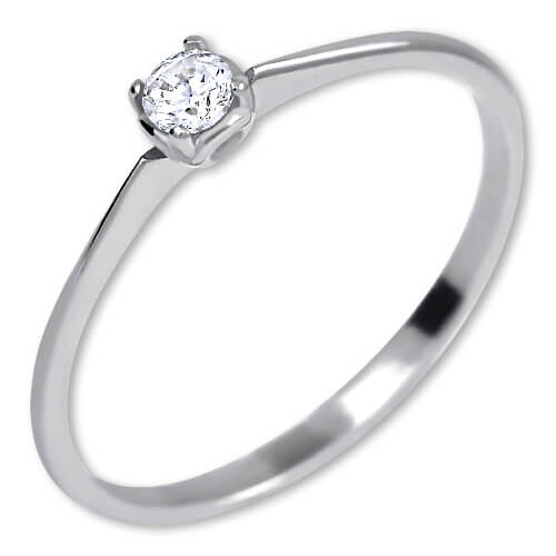 Brilio Zásnubní prsten z bílého zlata s krystalem 226 001 01036 07 55 mm - Prsteny Zásnubní prsteny