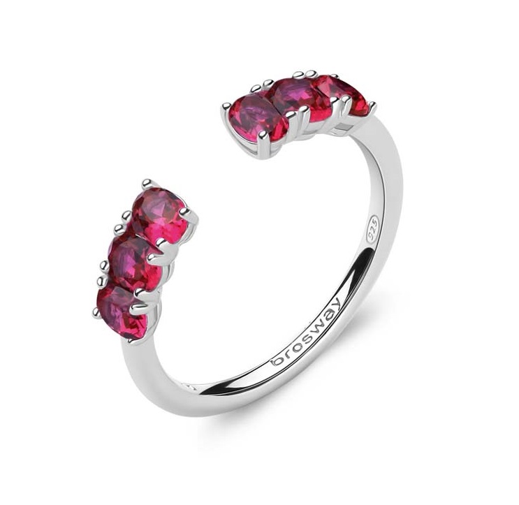 Brosway Blyštivý otevřený prsten Fancy Passion Ruby FPR11 52 mm - Prsteny Otevřené prsteny