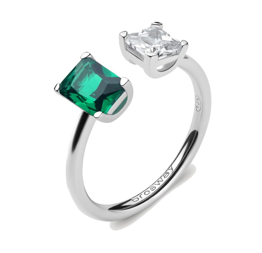 Brosway Elegantní otevřený prsten Fancy Life Green FLG09 S (49 - 52 mm) - Prsteny Otevřené prsteny