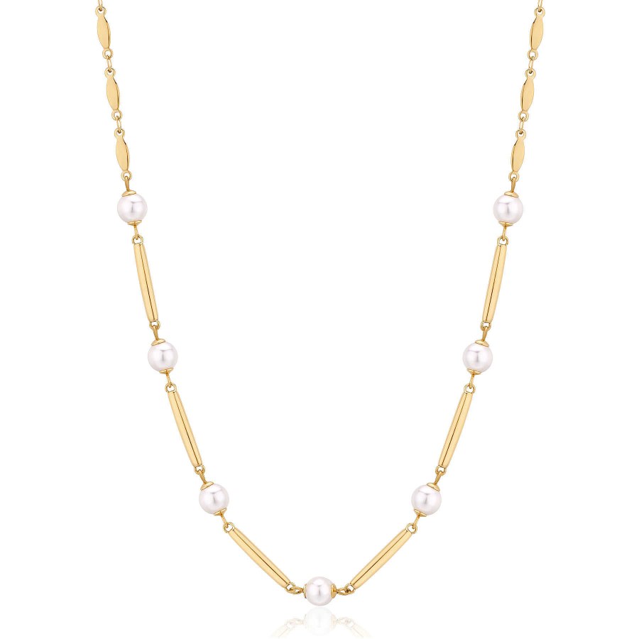 Brosway Elegantní pozlacený náhrdelník s perlami Affinity BFF161 - Náhrdelníky