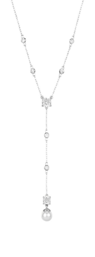 Brosway Úchvatný stříbrný náhrdelník se zirkony a&nbsp;perlami Infinite White Fancy FIW170 - Náhrdelníky Perlové náhrdelníky