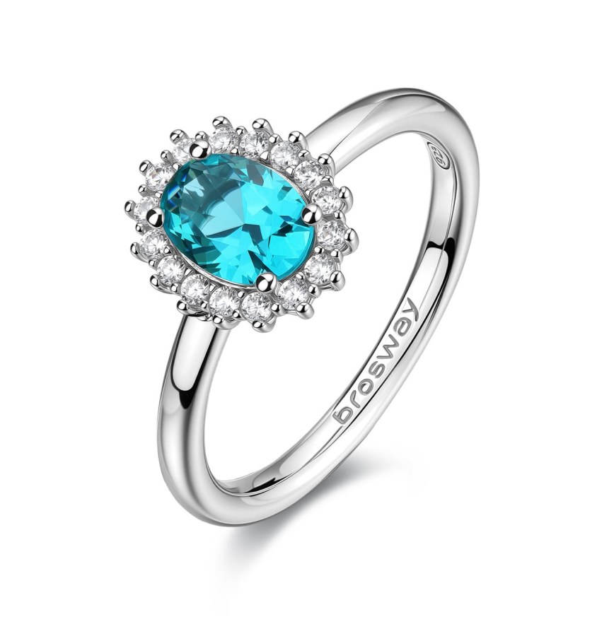 Brosway Elegantní stříbrný prsten Fancy Aqua Green FAG20 54 mm - Prsteny Prsteny s&nbsp;kamínkem