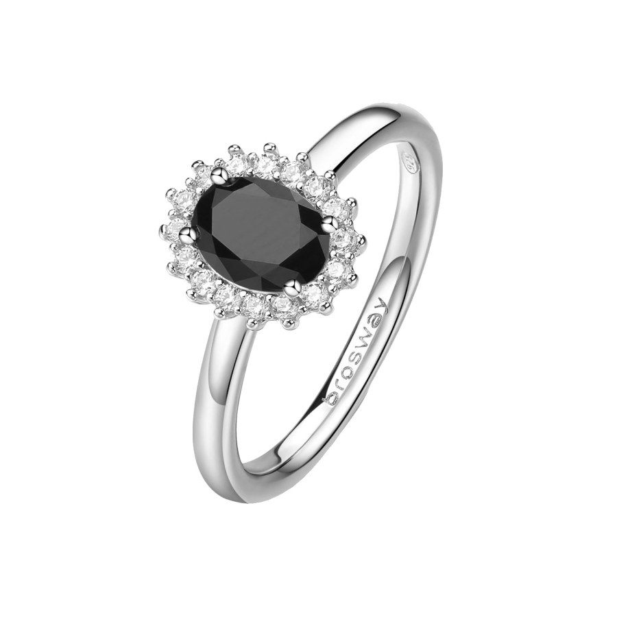 Brosway Elegantní stříbrný prsten Fancy Mystery Black FMB75 52 mm - Prsteny Prsteny s kamínkem