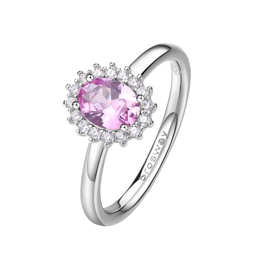 Brosway Elegantní stříbrný prsten Fancy Vibrant Pink FVP73 50 mm - Prsteny Prsteny s kamínkem