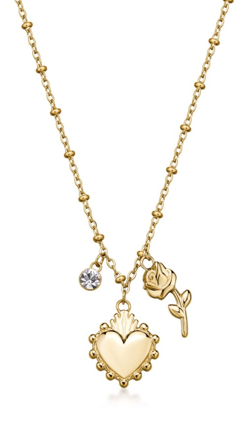 Brosway Krásný pozlacený náhrdelník Srdíčko s&nbsp;růží Chakra BHKN182 - Náhrdelníky Náhrdelníky s&nbsp;kameny