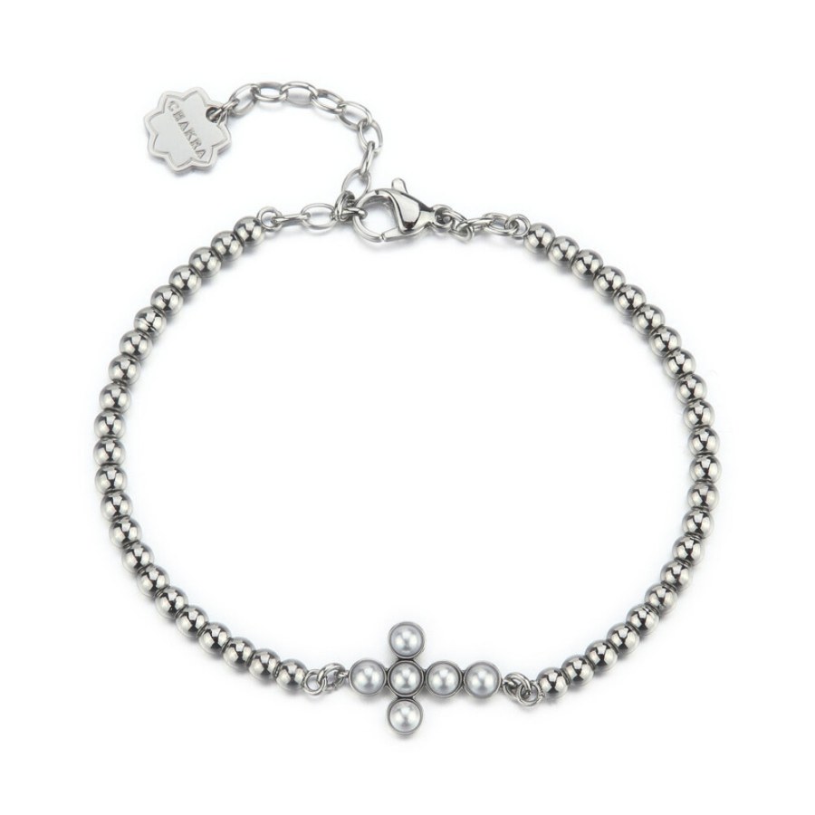 Brosway Kuličkový náramek Křížek s&nbsp;umělými perlami Chakra BHKB342 - Náramky Náramky se symboly