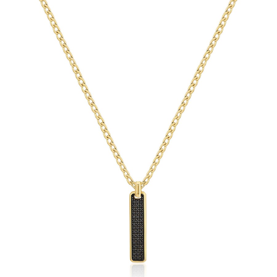 Brosway Módní pozlacený náhrdelník s kubickými zirkony Backliner BIK112 - Náhrdelníky