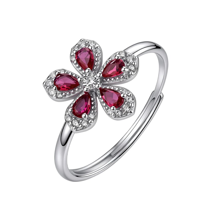 Brosway Nastavitelný květinový prsten Fancy Passion Ruby FPR153 - Prsteny Prsteny s&nbsp;kamínkem