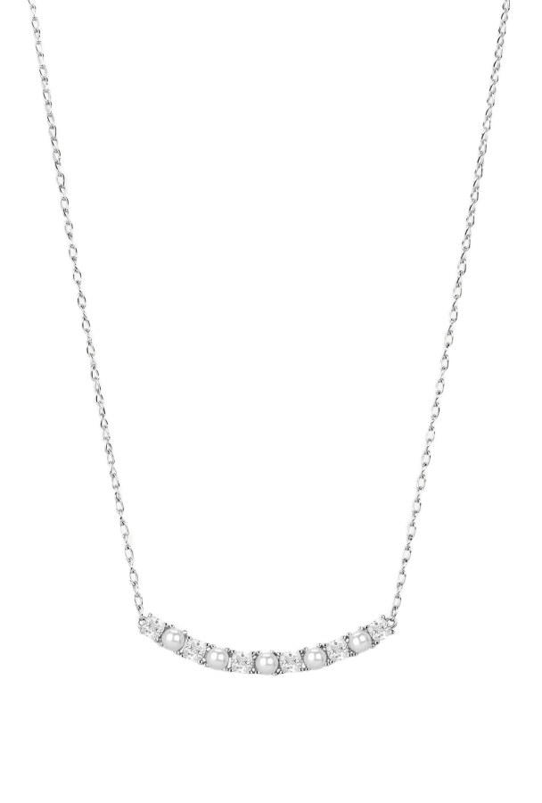 Brosway Něžný stříbrný náhrdelník se zirkony a&nbsp;perlami Infinite White Fancy FIW171 - Náhrdelníky Perlové náhrdelníky