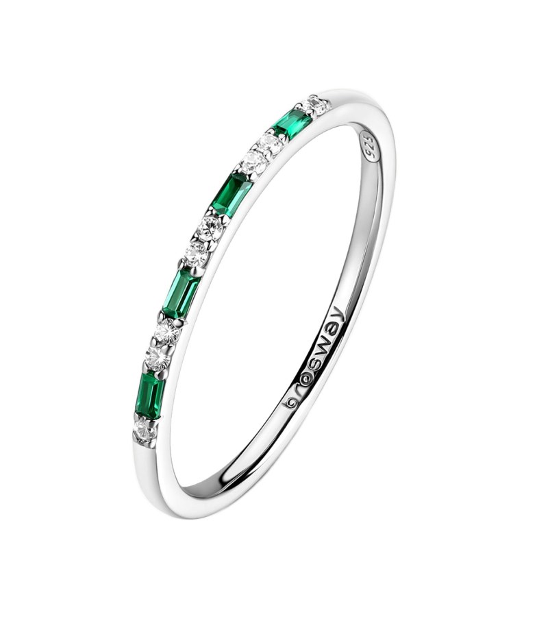 Brosway Něžný stříbrný prsten se zirkony Fancy Life Green FLG149 54 mm - Prsteny Prsteny s&nbsp;kamínkem