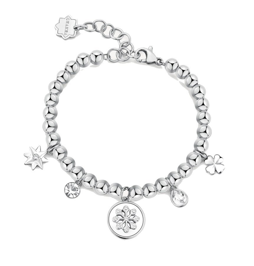 Brosway Ocelový kuličkový náramek s přívěsky Chakra BHKB244 Brosway Ocelový kuličkový náramek s přívěsky Chakra BHKB244 - Náramky Náramky se symboly