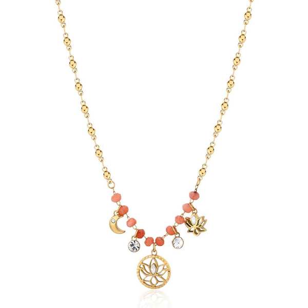 Brosway Půvabný pozlacený náhrdelník s korálky a přívěsky Chakra BHKN087 - Náhrdelníky