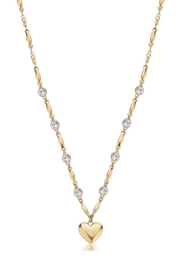 Brosway Půvabný pozlacený náhrdelník Srdce s krystaly Chakra BHKN132 - Náhrdelníky