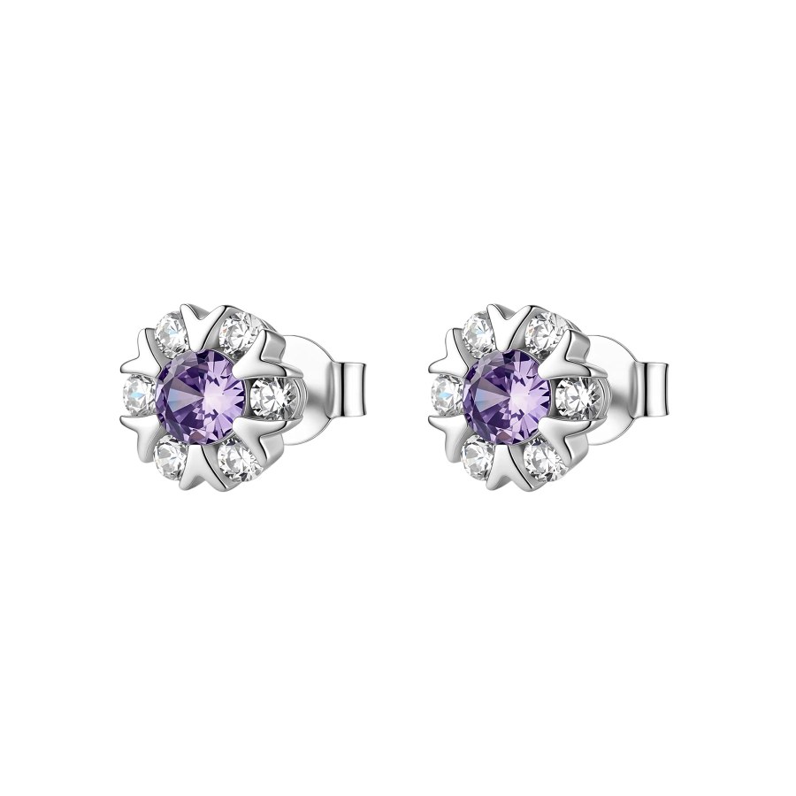 Brosway Stříbrné náušnice Květina se zirkony Fancy Magic Purple FMP135 - Náušnice Pecky