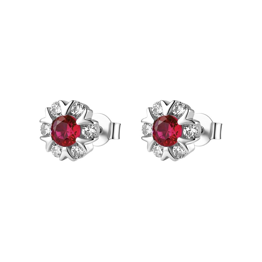 Brosway Stříbrné náušnice Květina se zirkony Fancy Passion Ruby FPR146