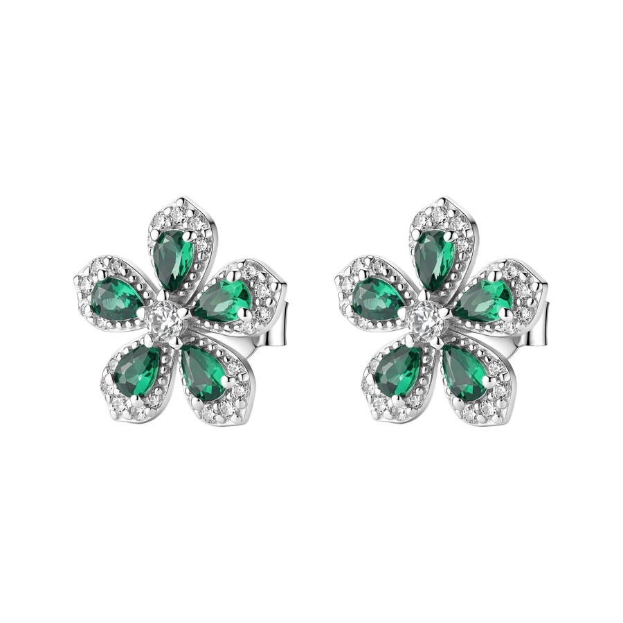 Brosway Stříbrné pecky Květina Fancy Life Green FLG156 - Náušnice Pecky