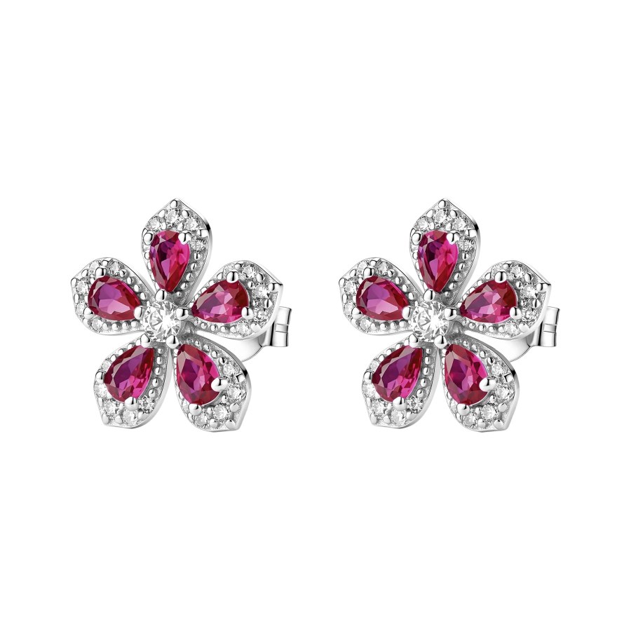 Brosway Stříbrné pecky Květina Fancy Passion Ruby FPR148