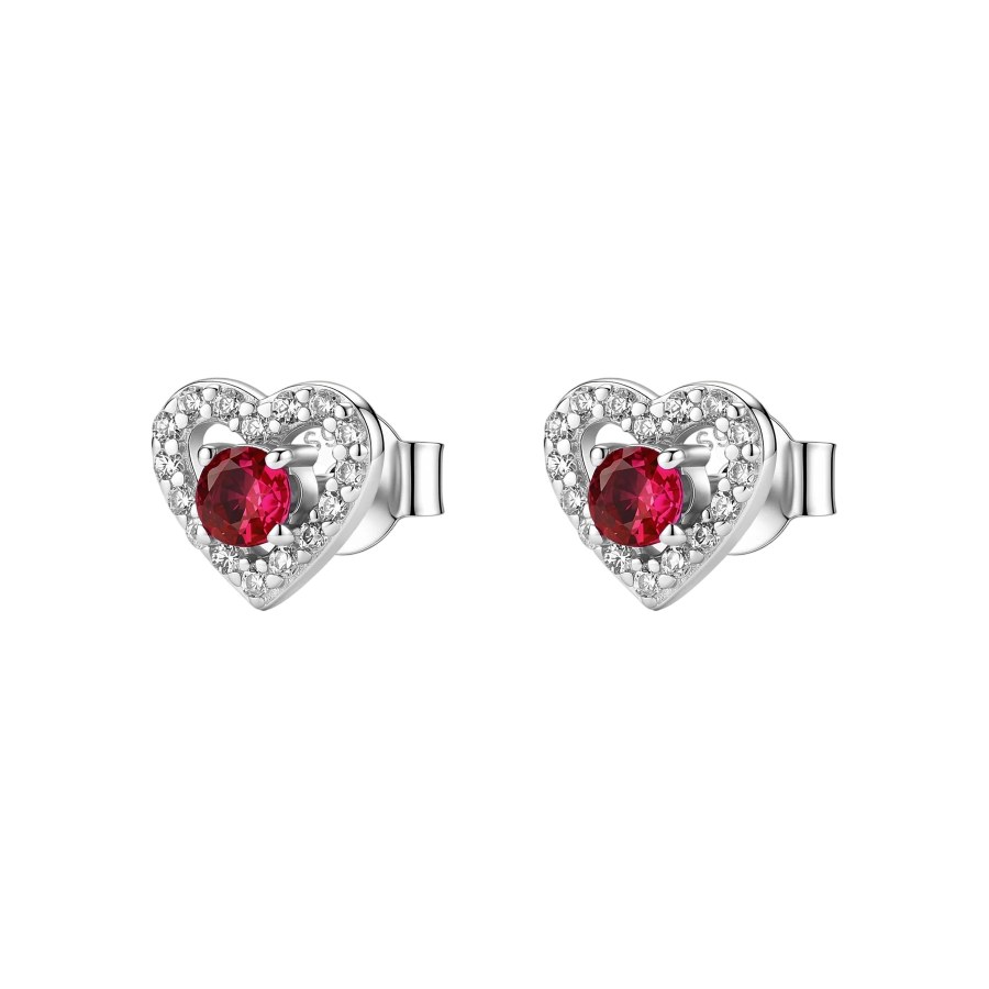 Brosway Stříbrné srdíčkové náušnice Fancy Passion Ruby FPR145