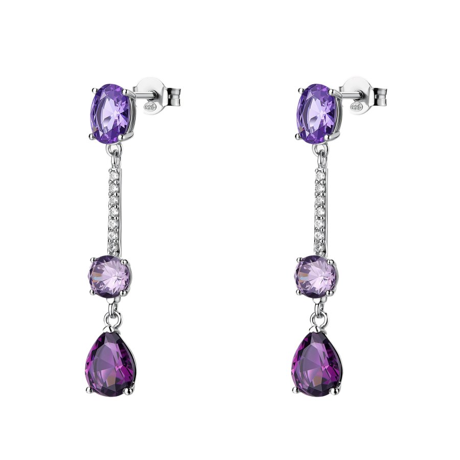 Brosway Stříbrné visací náušnice s&nbsp;fialovými zirkony Freedom Magic Purple FMP133 - Náušnice Visací náušnice