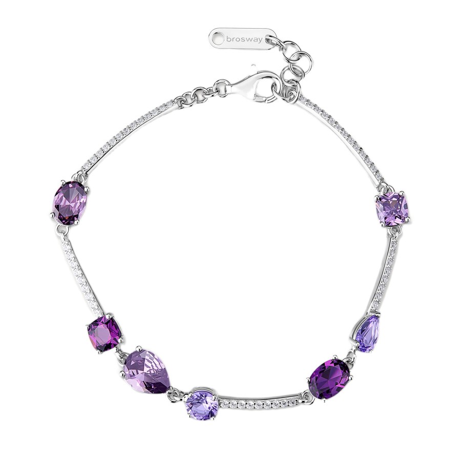 Brosway Stříbrný náramek s&nbsp;fialovými kubickými zirkony Fancy Magic Purple FMP132 - Náramky Řetízkové náramky