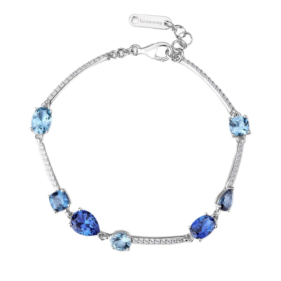 Brosway Stříbrný náramek s&nbsp;modrými kubickými zirkony Fancy Freedom Blue FFB132 - Náramky Řetízkové náramky